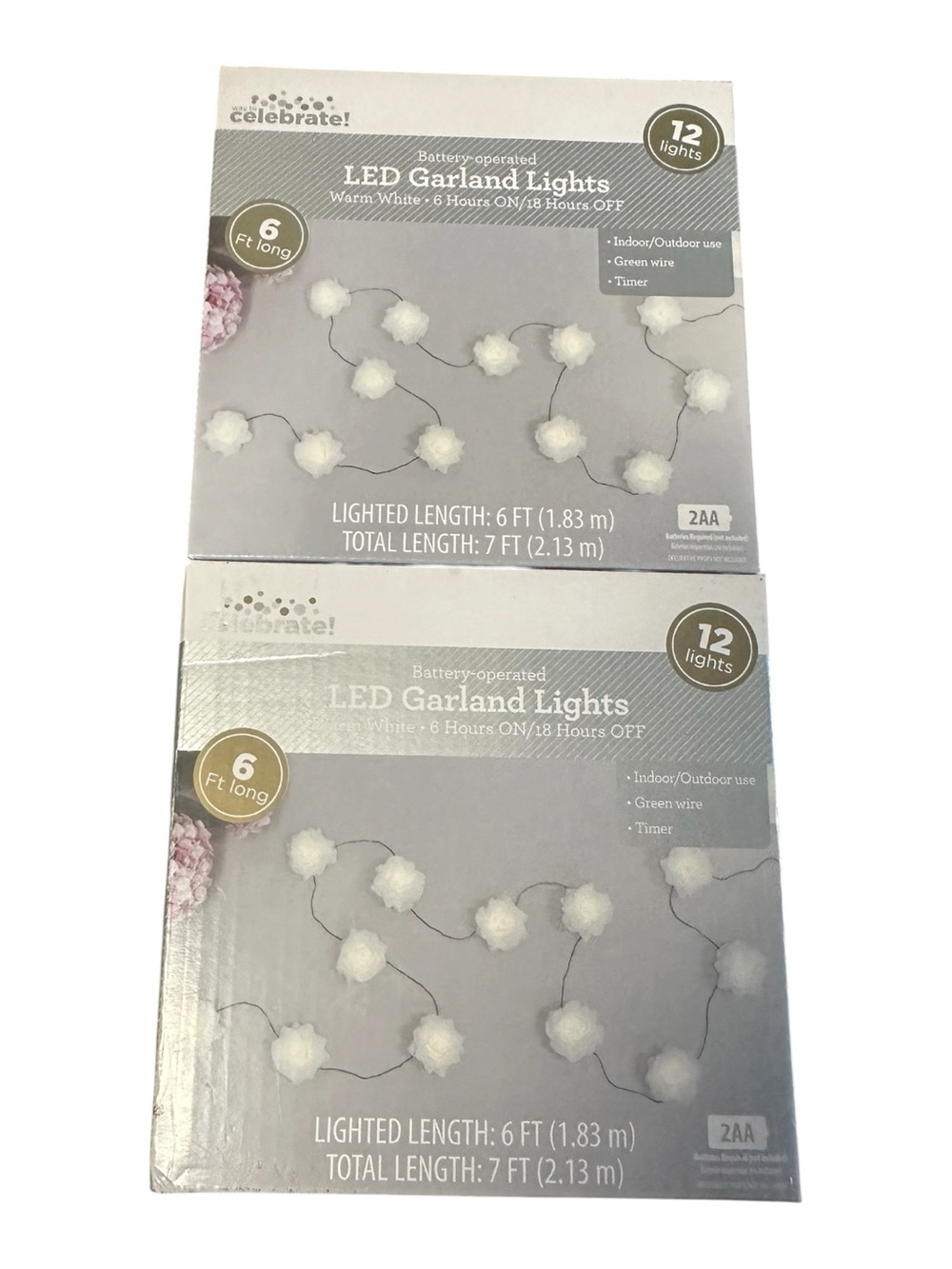 2 boxes of LED Garland Lights Pom Pom String Lights - White